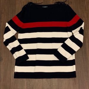 Green tag label Ralph Lauren striped sweater